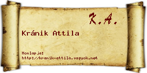 Kránik Attila névjegykártya